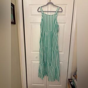 Sonoma Goods for Life Soft Gauze Maxi Dress in Bold Green Stripe XL